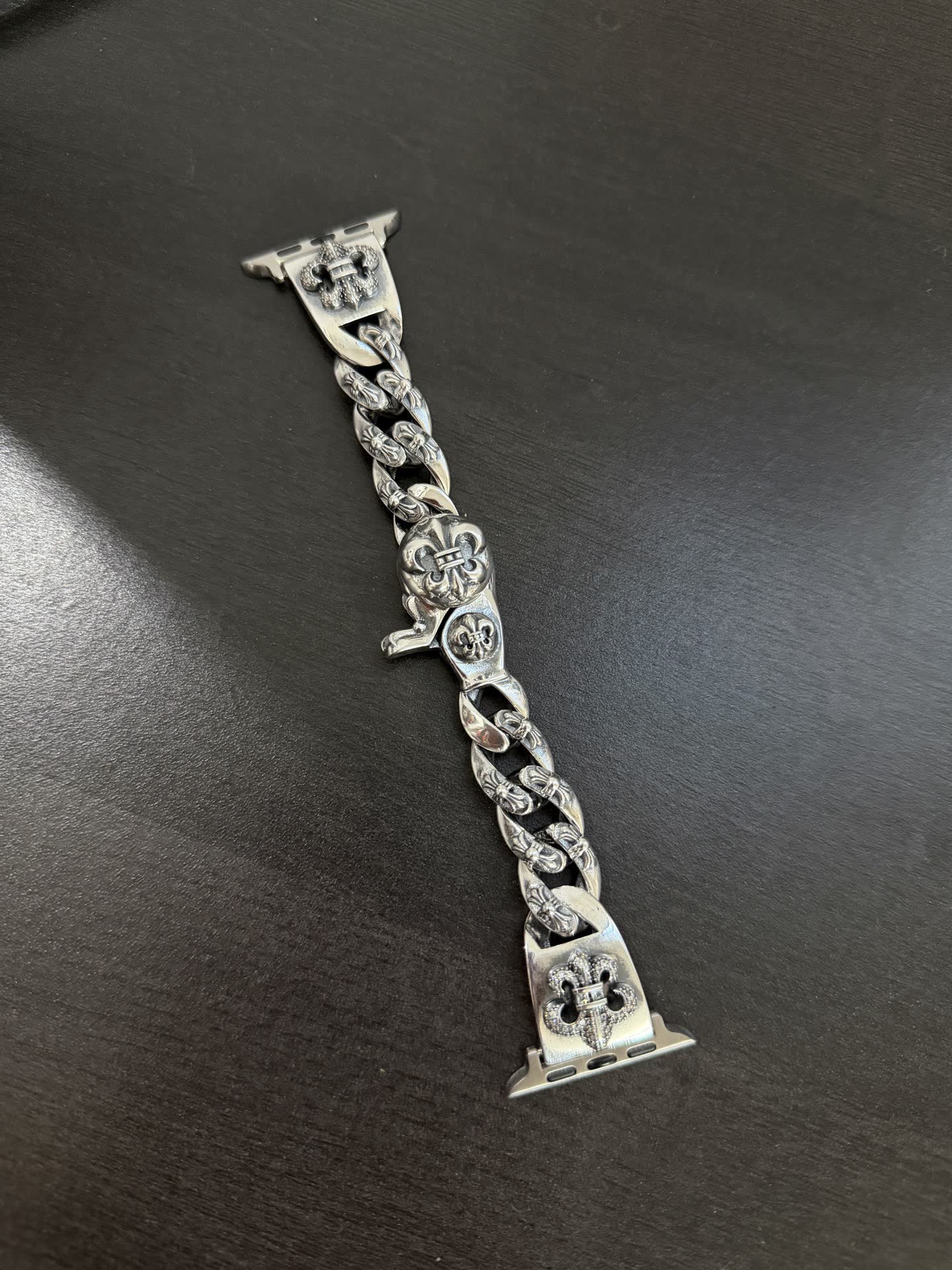 Chrome Hearts Silver Watch Band with Fleur-de-lis Design